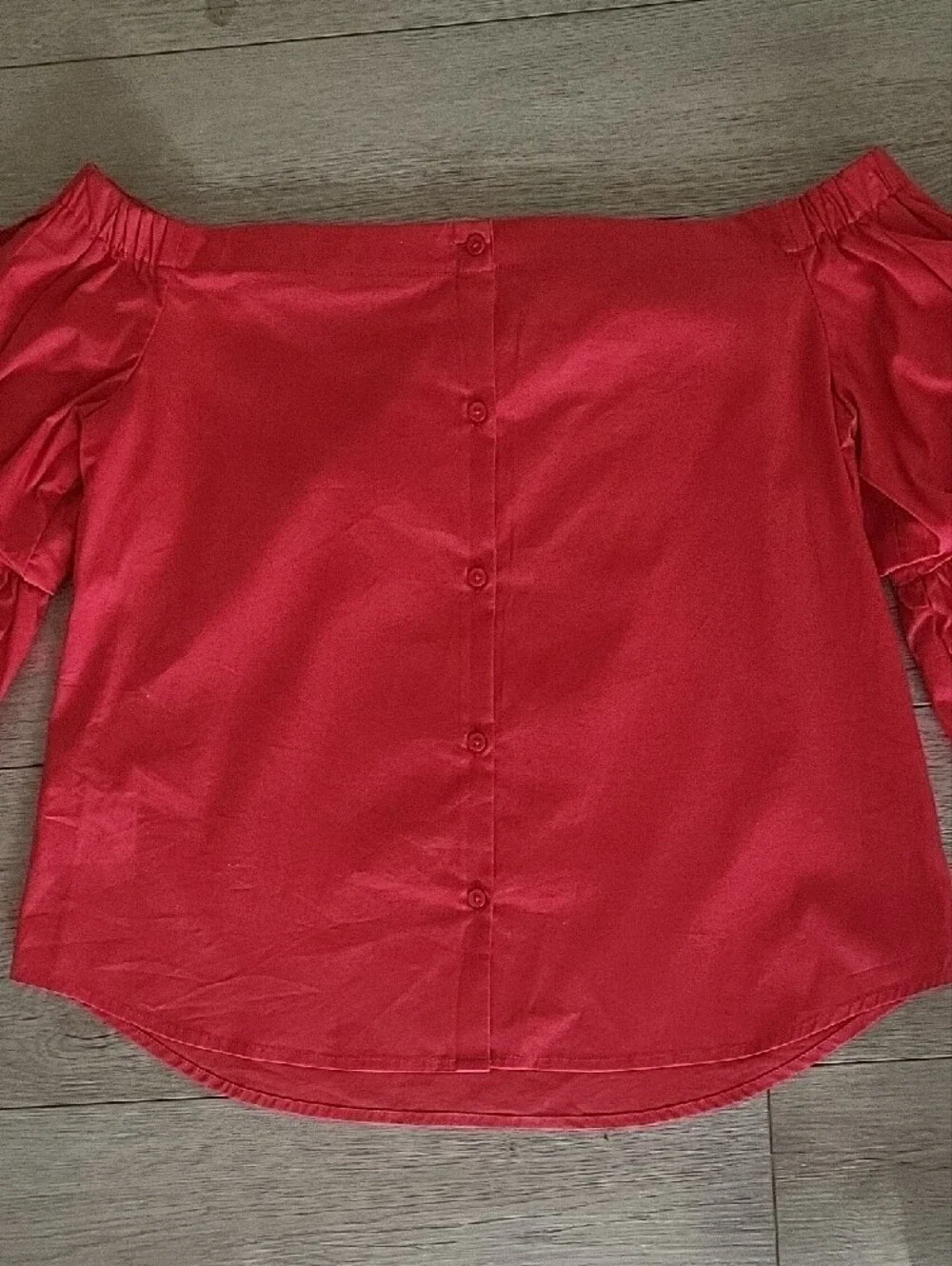 Banana Republic Off-Shoulder Puff Sleeve Blouse in Red